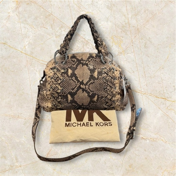 Michael Michael Kors Kenton Python Embossed Leather Large Satchel NWT MSRP $498 - Picture 2 of 15